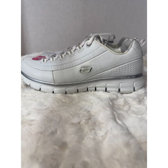 Skechers White Leather Upper Elite with Memory Foam Size 8.5 wide fit - Picture 5 of 10